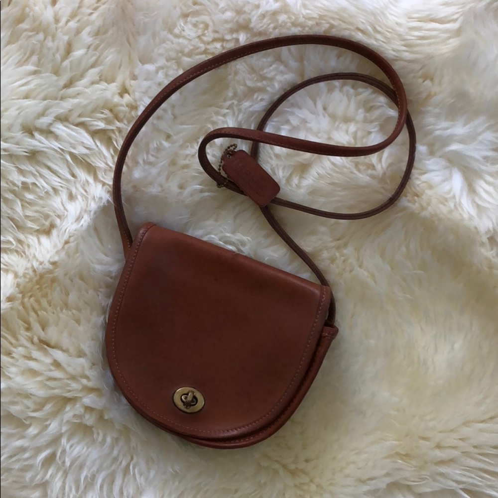 Vintage British Tan Brown Coach Bag Half Moon